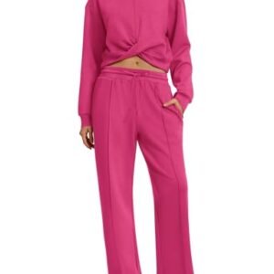Cozy Women's Lounge Set with Twist Front Cropped Sweatshirt