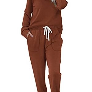 Casual Two Piece Lounge Set for Women with Button Down Sweatshirt and Sweatpants