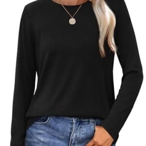2024 Women's Boat Neck Long Sleeve T-Shirt: Casual Fall Tops for Fitted Style